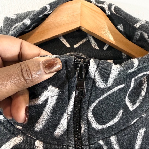 Love Moschino Zip Up Hoodie Gray Alphabet Chalkboard Print Size 42 (US 6) - Picture 5 of 13